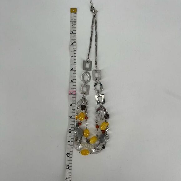 Lia Sophie Beaded colorful‎ layered career necklace yellow & gray - Picture 3 of 4